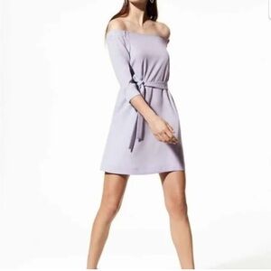 Babaton Purple Tie Front Off-Shoulder Sheath Dress